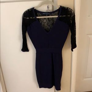 Dark blue and black Lace fitted  badge dress